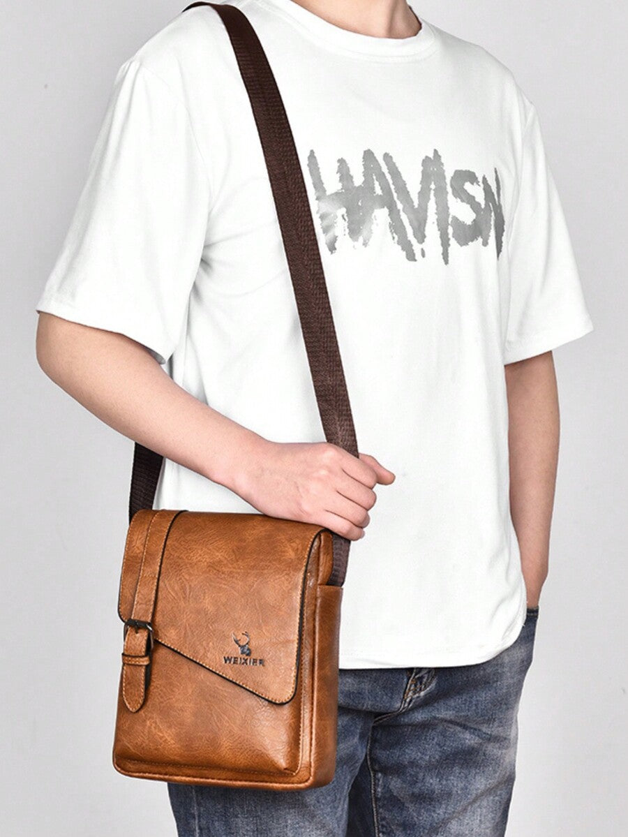 Men's Waterproof PU Shoulder Crossbody Waist Satchel Bag Multi Pocket Large Capacity Outdoor Travel Hiking Work Student Portable Bag