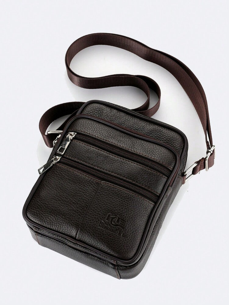 Men's Vintage Genuine Cowhide Leather Crossbody Bag Multi Compartment Business Messenger Bag Classic Travel Work Shoulder Satchel Tote