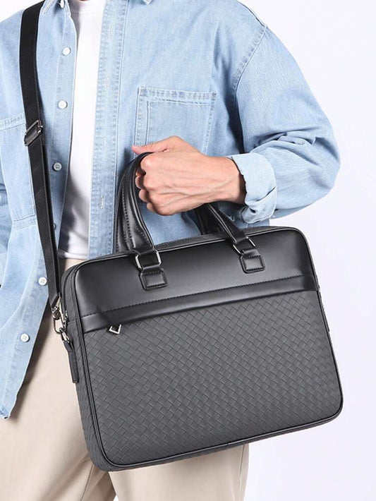 Men's Classic Leather Briefcase Laptop Document Bag Stylish Business Travel Work Satchel Shoulder Office Bag Elegant Gift For Men