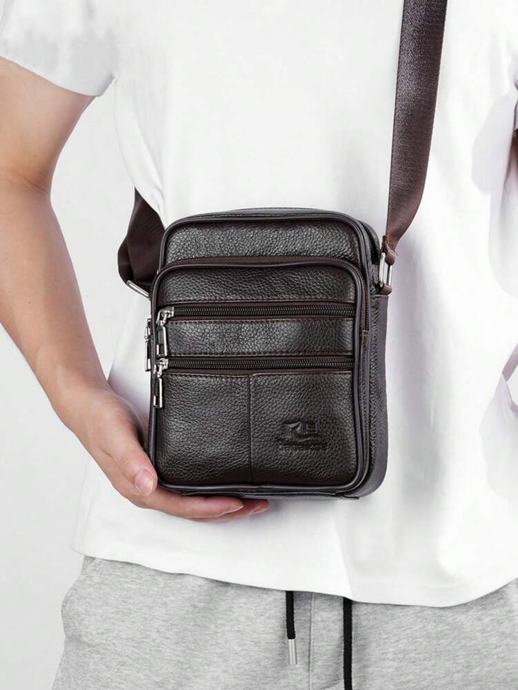 Men's Vintage Genuine Cowhide Leather Crossbody Bag Multi Compartment Business Messenger Bag Classic Travel Work Shoulder Satchel Tote