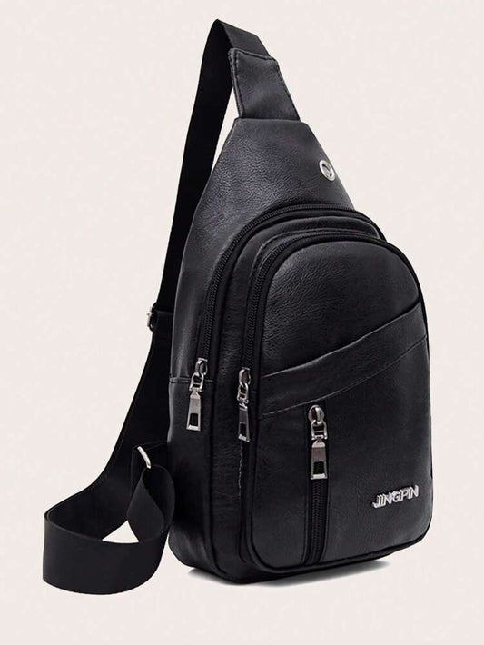 Men's Vintage Fanny Pack Waist Bag With Headphone Jack Adjustable Strap Multi Pocket Casual Crossbody Chest Bag Hiking Cycling Travel