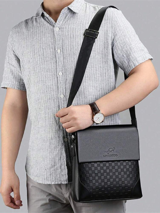 Men's PU Leather Shoulder Crossbody Bag Large Capacity Waterproof Casual Travel College Business Satchel Bag Outdoor Weekend Work Bag