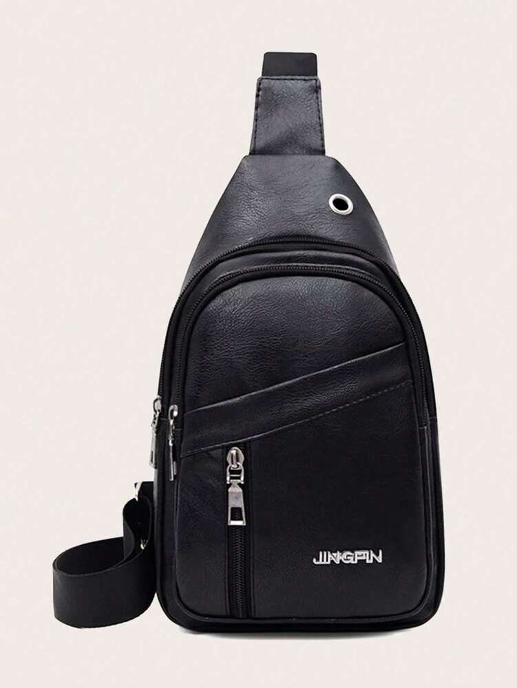 Men's Vintage Fanny Pack Waist Bag With Headphone Jack Adjustable Strap Multi Pocket Casual Crossbody Chest Bag Hiking Cycling Travel