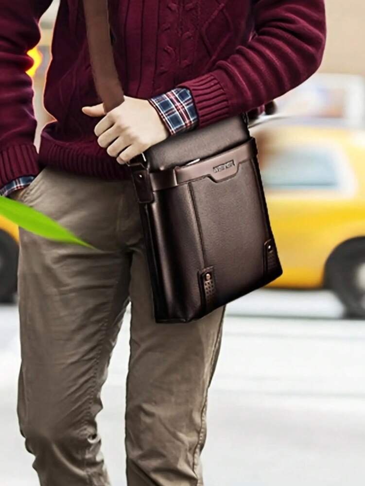 Men's Waterproof PU Crossbody Shoulder Waist Bag Multi Pocket Large Capacity Portable Satchel Outdoor Travel Work School Casual Bag