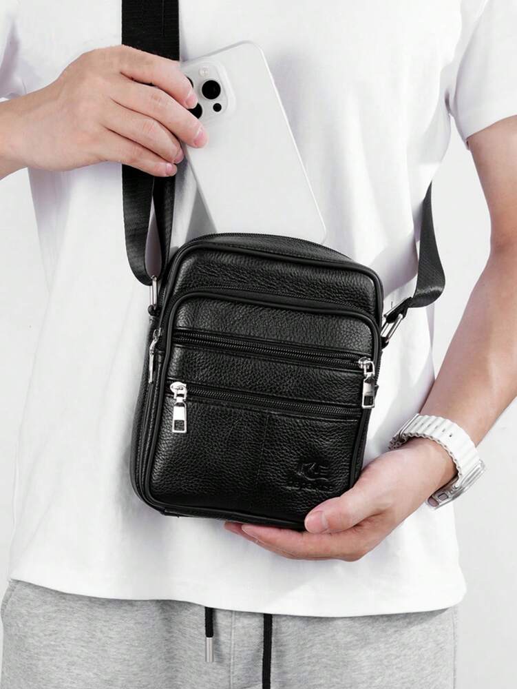Men's Vintage Genuine Cowhide Leather Crossbody Bag Multi Compartment Business Messenger Bag Classic Travel Work Shoulder Satchel Tote