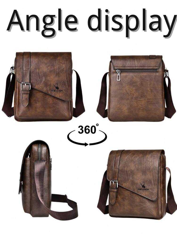 Men's Waterproof PU Shoulder Crossbody Waist Satchel Bag Multi Pocket Large Capacity Outdoor Travel Hiking Work Student Portable Bag