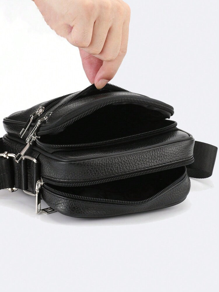 Men's Vintage Genuine Cowhide Leather Crossbody Bag Multi Compartment Business Messenger Bag Classic Travel Work Shoulder Satchel Tote
