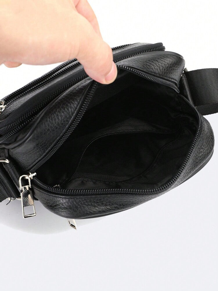 Men's Vintage Genuine Cowhide Leather Crossbody Bag Multi Compartment Business Messenger Bag Classic Travel Work Shoulder Satchel Tote