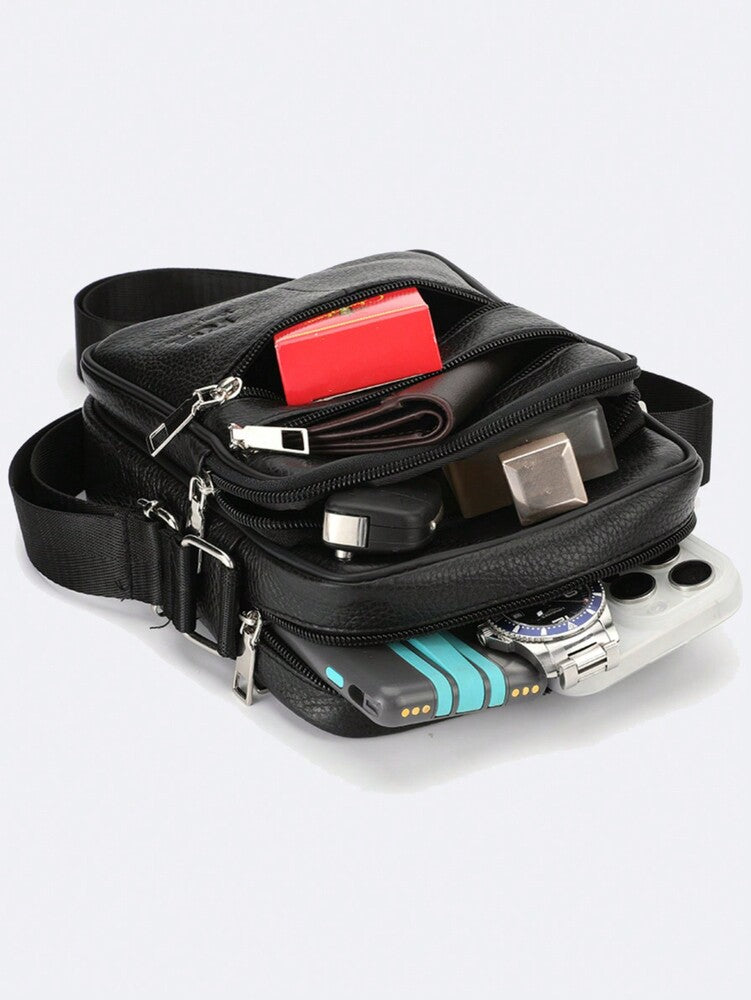 Men's Vintage Genuine Cowhide Leather Crossbody Bag Multi Compartment Business Messenger Bag Classic Travel Work Shoulder Satchel Tote