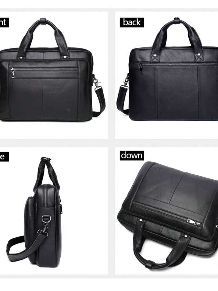 Men's Leather Business Briefcase 16 Inch Laptop Bag Handheld Shoulder Messenger Office Bag Work Computer Satchel Classic Vintage Style