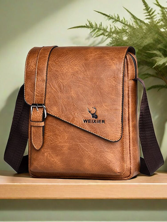 Men's Waterproof PU Shoulder Crossbody Waist Satchel Bag Multi Pocket Large Capacity Outdoor Travel Hiking Work Student Portable Bag