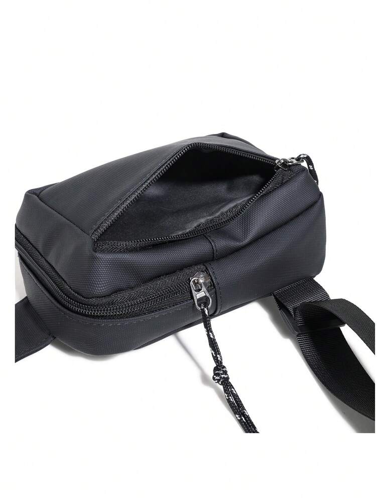 Men's Minimalist Chest Bag Black Sling Crossbody Bag Versatile Small Backpack Sports Leisure Waist Pack Travel Business Outdoor Casual