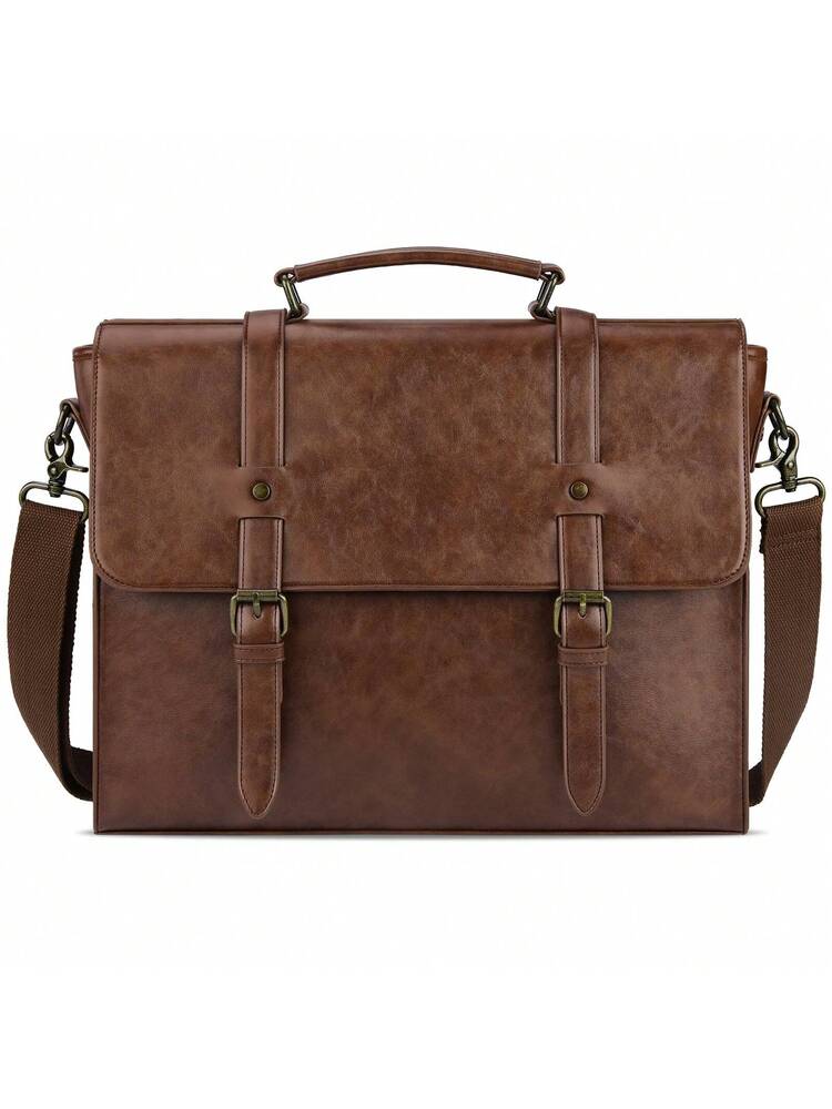 Men's Messenger Bag Briefcase 15.6 Inch Waterproof Leather Laptop Satchel Shoulder Bag Business School Travel Notebook Office Bag