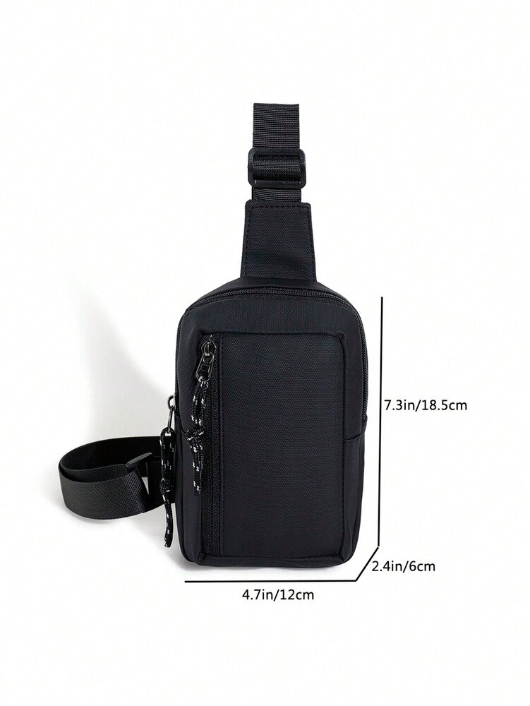 Men's Minimalist Chest Bag Black Sling Crossbody Bag Versatile Small Backpack Sports Leisure Waist Pack Travel Business Outdoor Casual