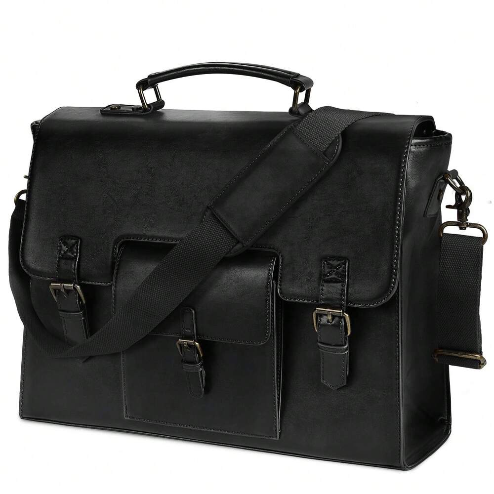 Men's NEWHEY Messenger Bag 15.6 Inch Waterproof Vintage Leather Laptop Briefcase Large Capacity Office Travel Satchel Shoulder Gift