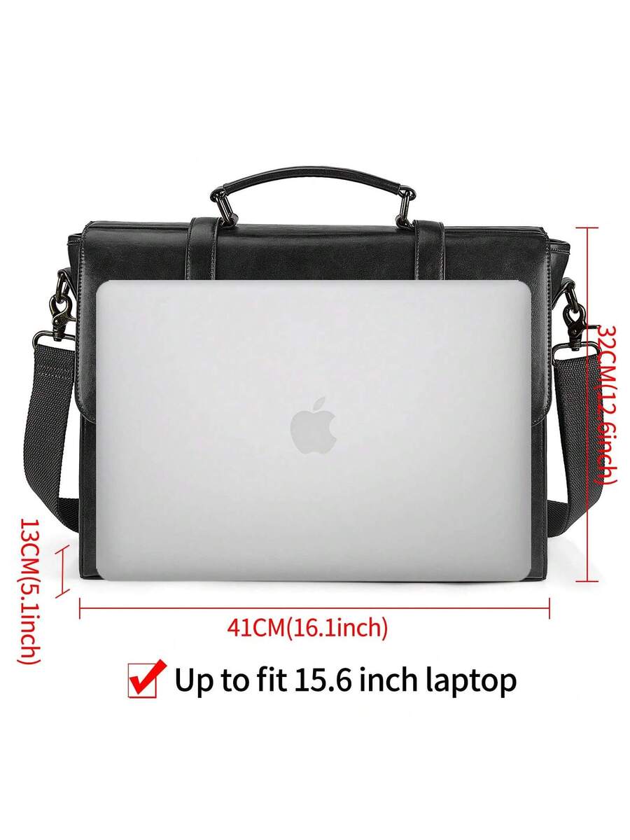 Men's Messenger Bag Briefcase 15.6 Inch Waterproof Leather Laptop Satchel Shoulder Bag Business School Travel Notebook Office Bag