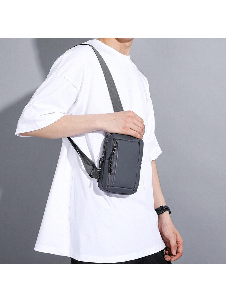 Men's Minimalist Chest Bag Black Sling Crossbody Bag Versatile Small Backpack Sports Leisure Waist Pack Travel Business Outdoor Casual