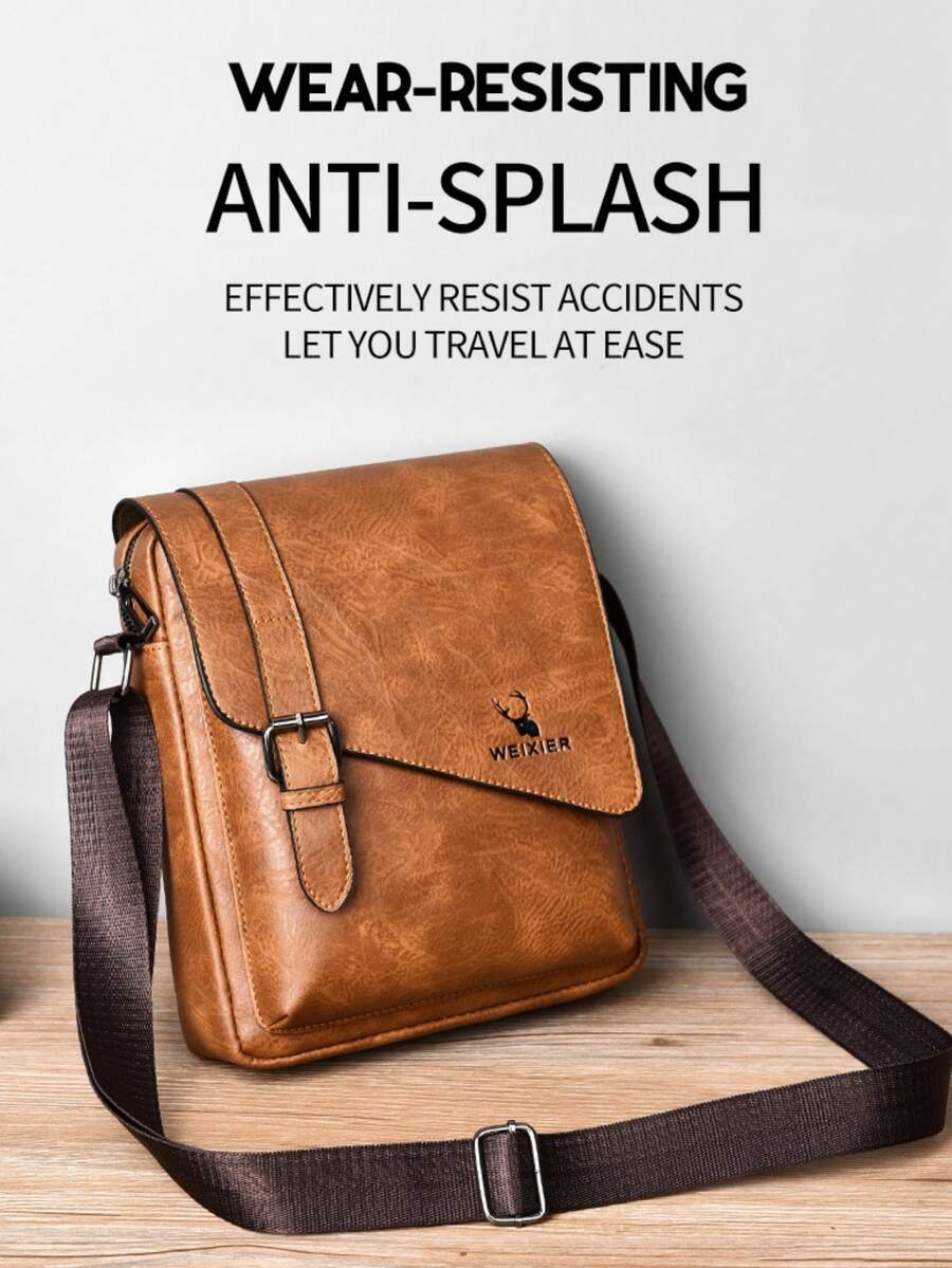 Men's Waterproof PU Shoulder Crossbody Waist Satchel Bag Multi Pocket Large Capacity Outdoor Travel Hiking Work Student Portable Bag