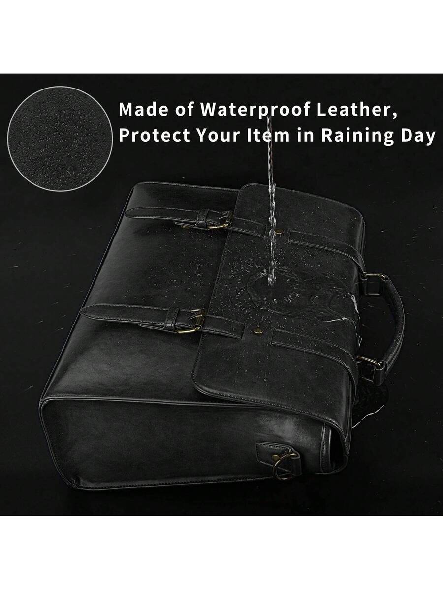 Men's Messenger Bag Briefcase 15.6 Inch Waterproof Leather Laptop Satchel Shoulder Bag Business School Travel Notebook Office Bag