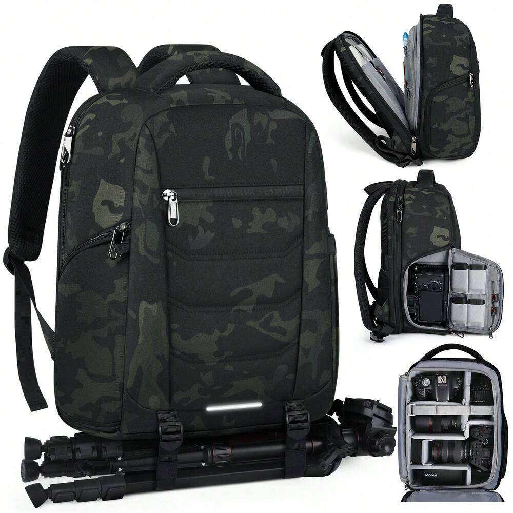 Men's Professional Camera Backpack Waterproof DSLR SLR Mirrorless Laptop Bag 15.6 Inch Large Capacity Travel Anti Theft Photography Pack