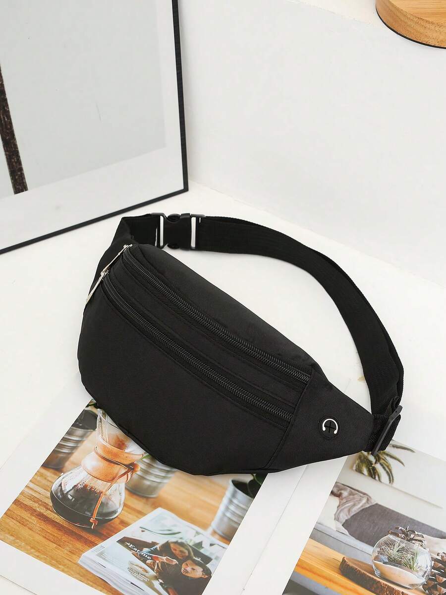 Men's Sports Fanny Pack Large Crossbody Waist Bag Casual Hands Free Wallet Belt Bag Running Hiking Travel Festival Gym Phone Purse