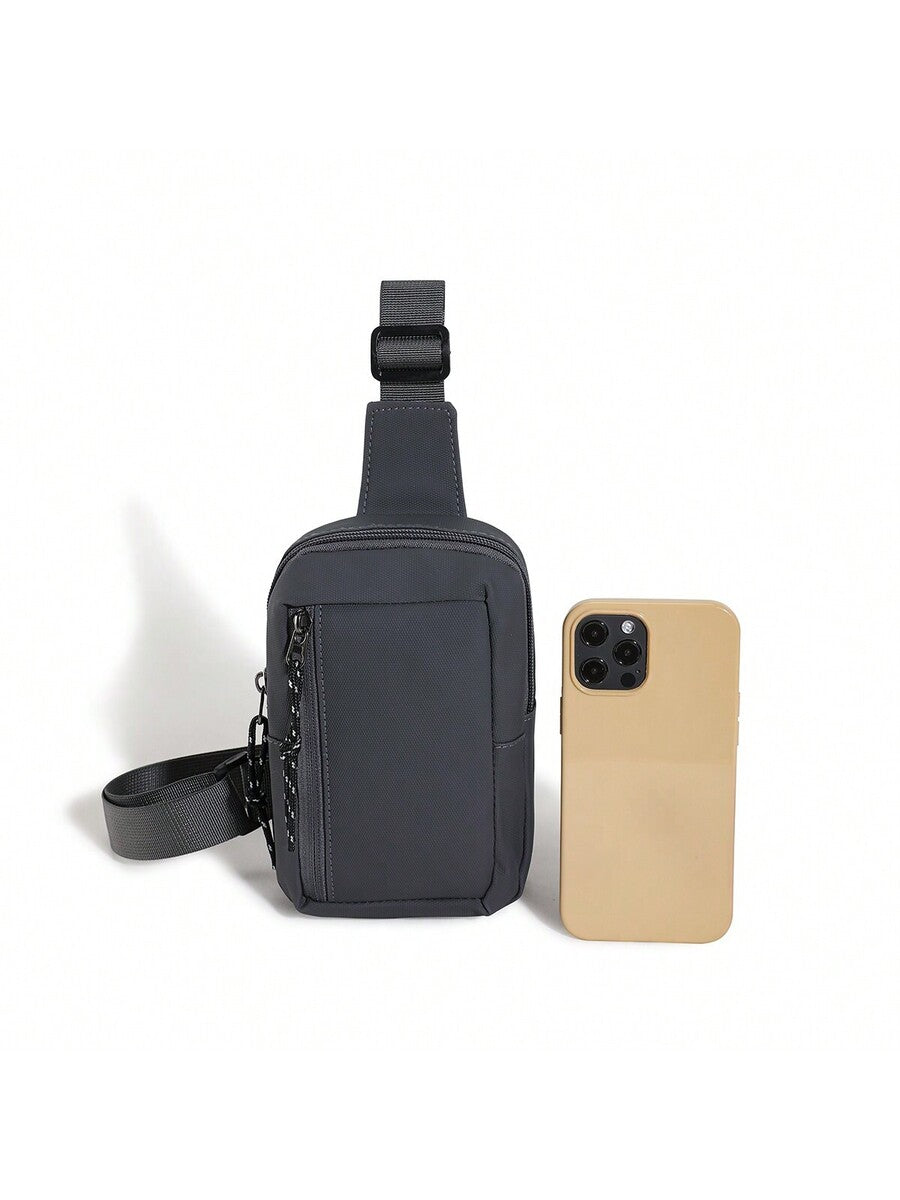 Men's Minimalist Chest Bag Black Sling Crossbody Bag Versatile Small Backpack Sports Leisure Waist Pack Travel Business Outdoor Casual