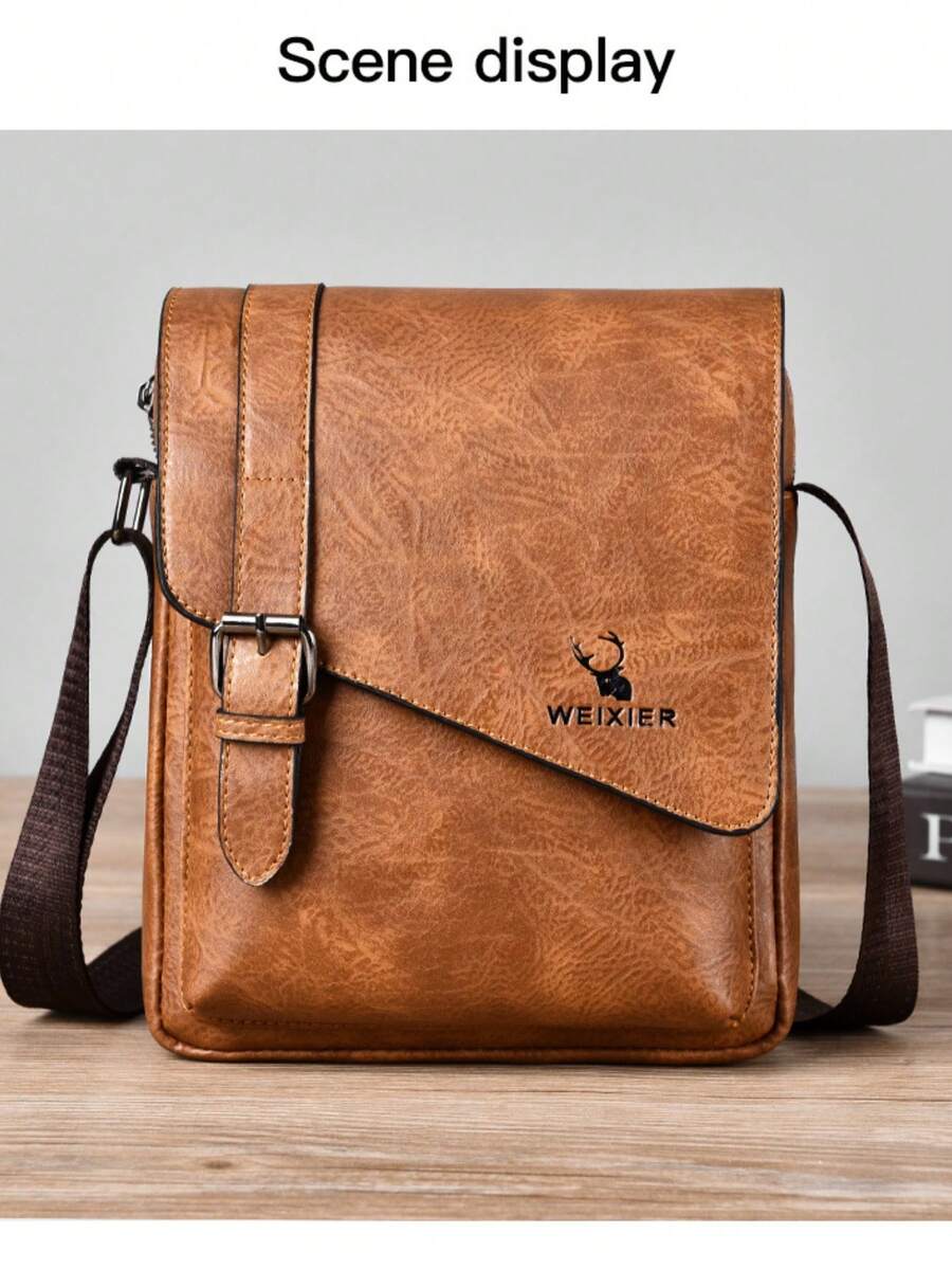 Men's Waterproof PU Shoulder Crossbody Waist Satchel Bag Multi Pocket Large Capacity Outdoor Travel Hiking Work Student Portable Bag