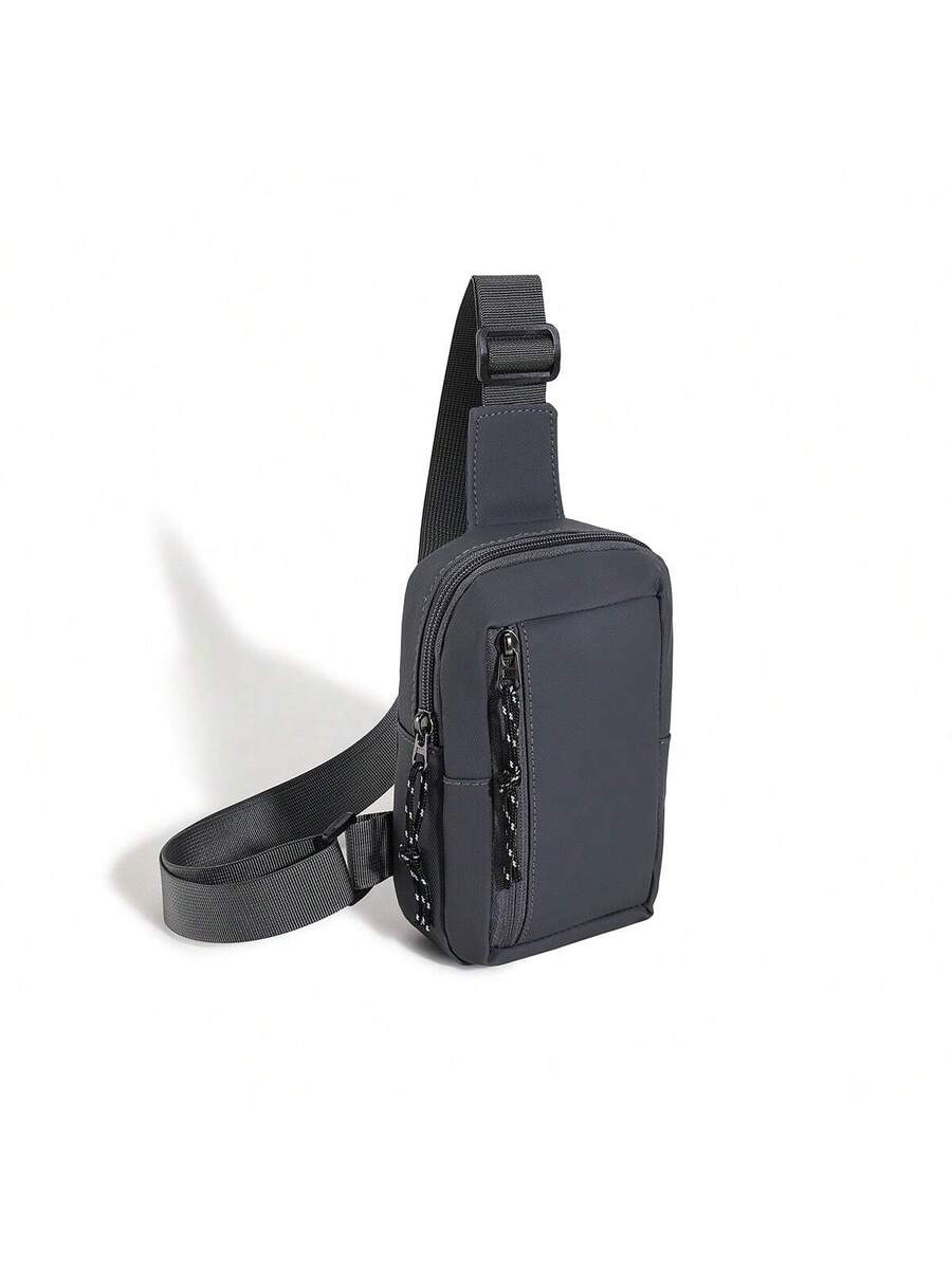 Men's Minimalist Chest Bag Black Sling Crossbody Bag Versatile Small Backpack Sports Leisure Waist Pack Travel Business Outdoor Casual