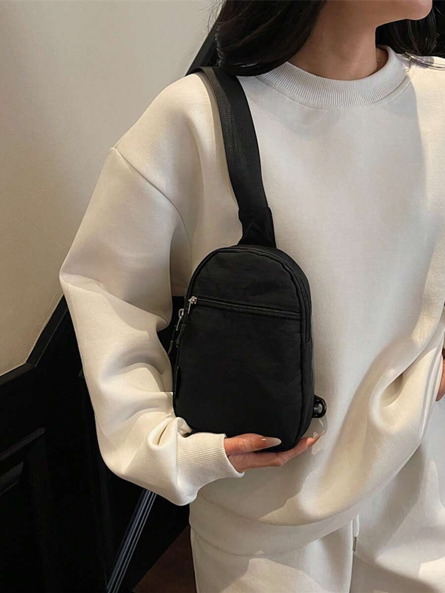 Men's PU Shoulder Bag Black Flower Print Crossbody Chest Bag Stylish Travel Business Commute Bag School University Graduation Gift