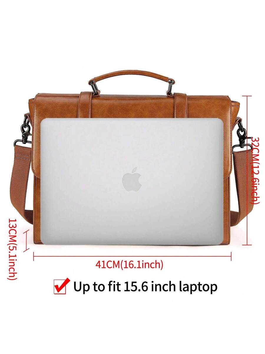 Men's Messenger Bag Briefcase 15.6 Inch Waterproof Leather Laptop Satchel Shoulder Bag Business School Travel Notebook Office Bag