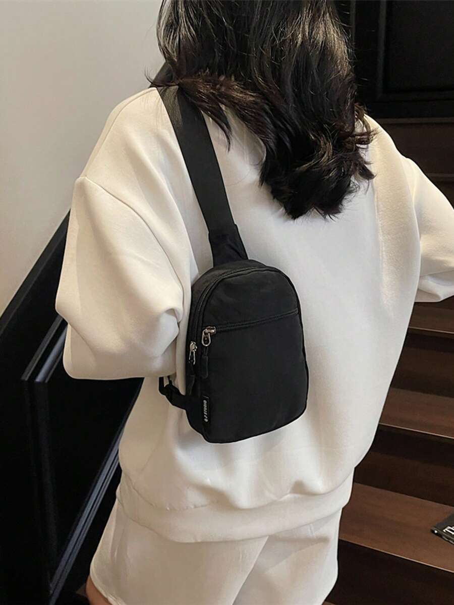 Men's PU Shoulder Bag Black Flower Print Crossbody Chest Bag Stylish Travel Business Commute Bag School University Graduation Gift