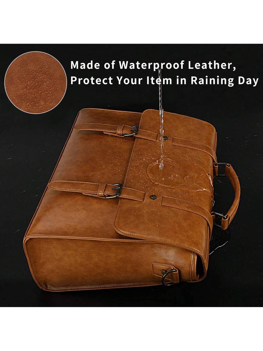 Men's Messenger Bag Briefcase 15.6 Inch Waterproof Leather Laptop Satchel Shoulder Bag Business School Travel Notebook Office Bag