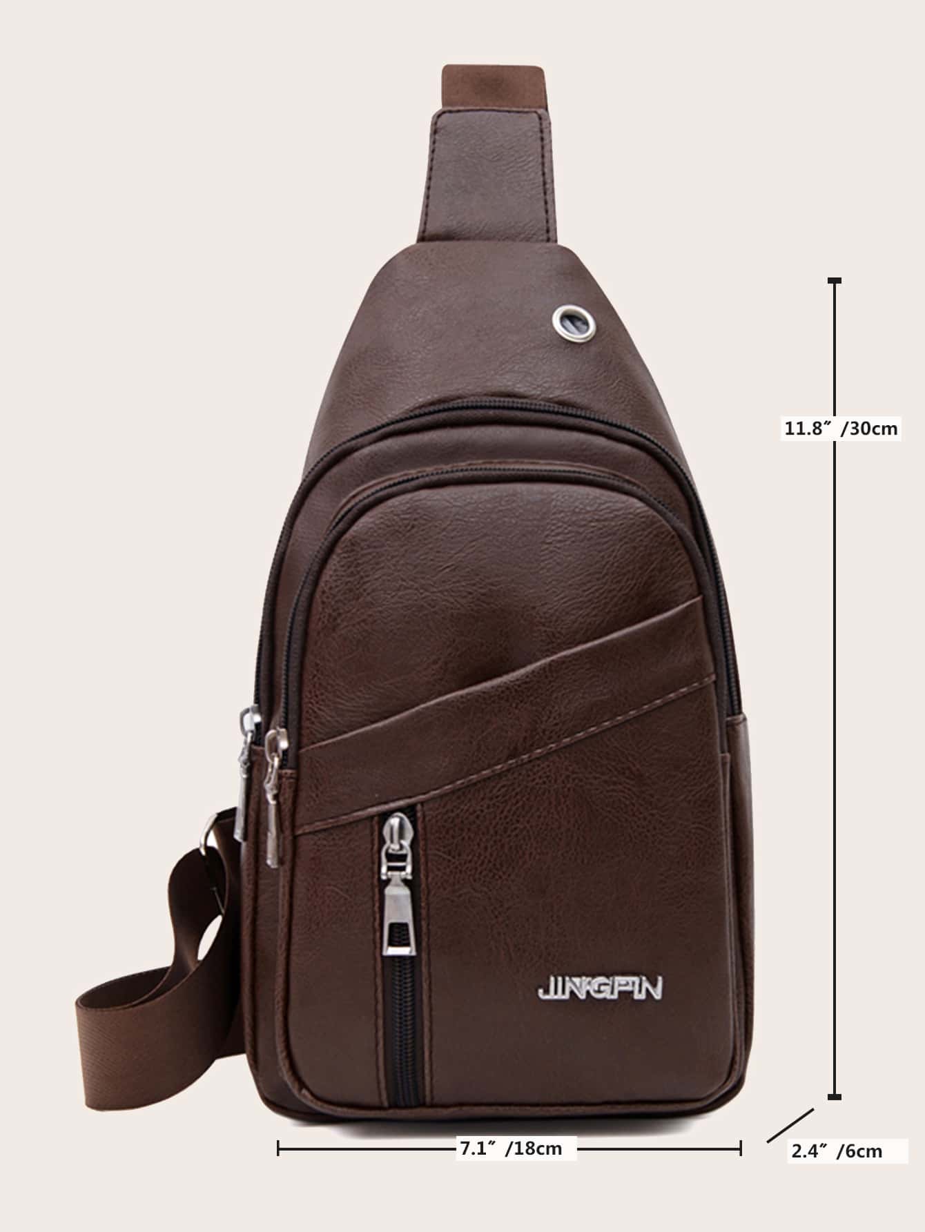 Men's Vintage Fanny Pack Waist Bag With Headphone Jack Adjustable Strap Multi Pocket Casual Crossbody Chest Bag Hiking Cycling Travel