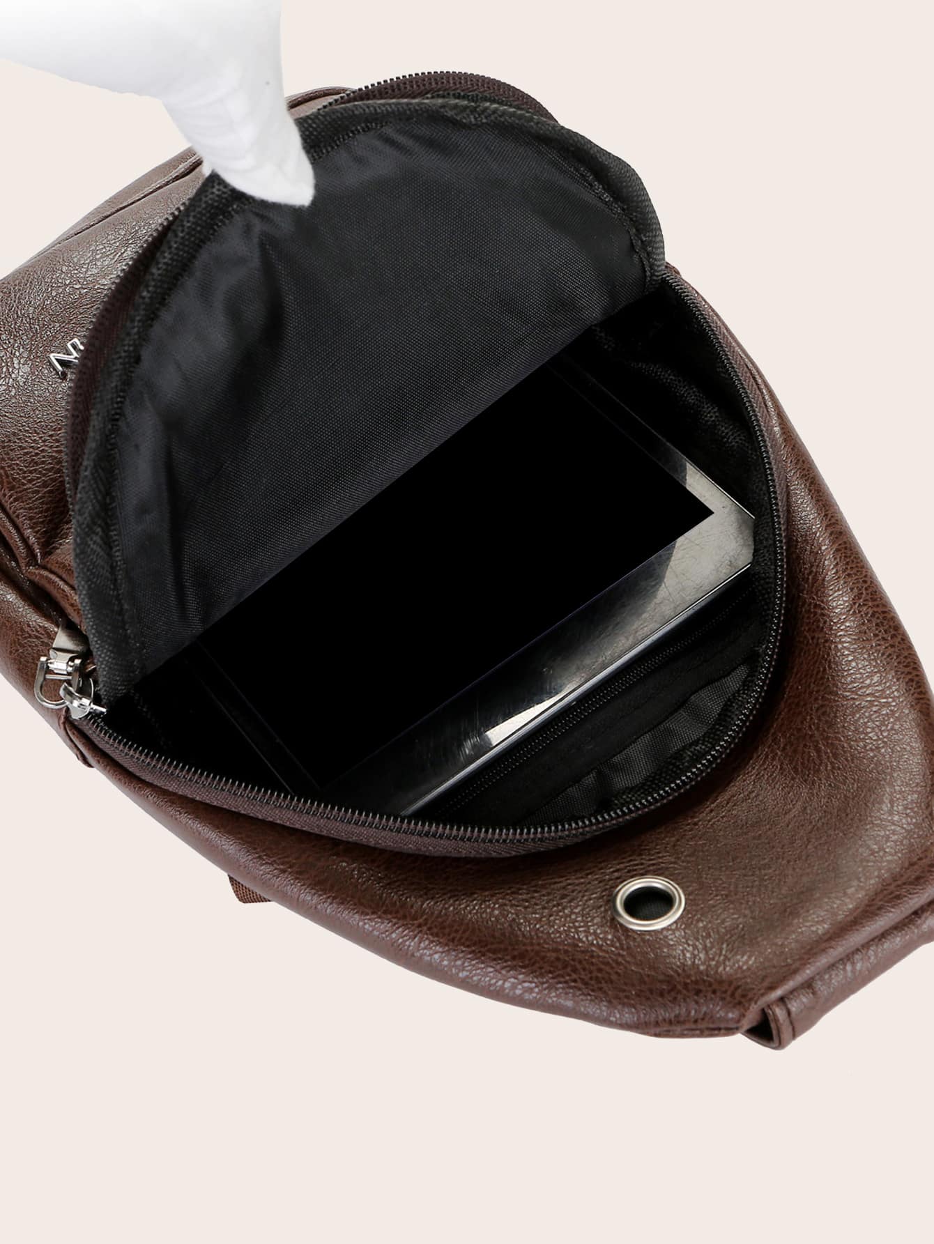 Men's Vintage Fanny Pack Waist Bag With Headphone Jack Adjustable Strap Multi Pocket Casual Crossbody Chest Bag Hiking Cycling Travel