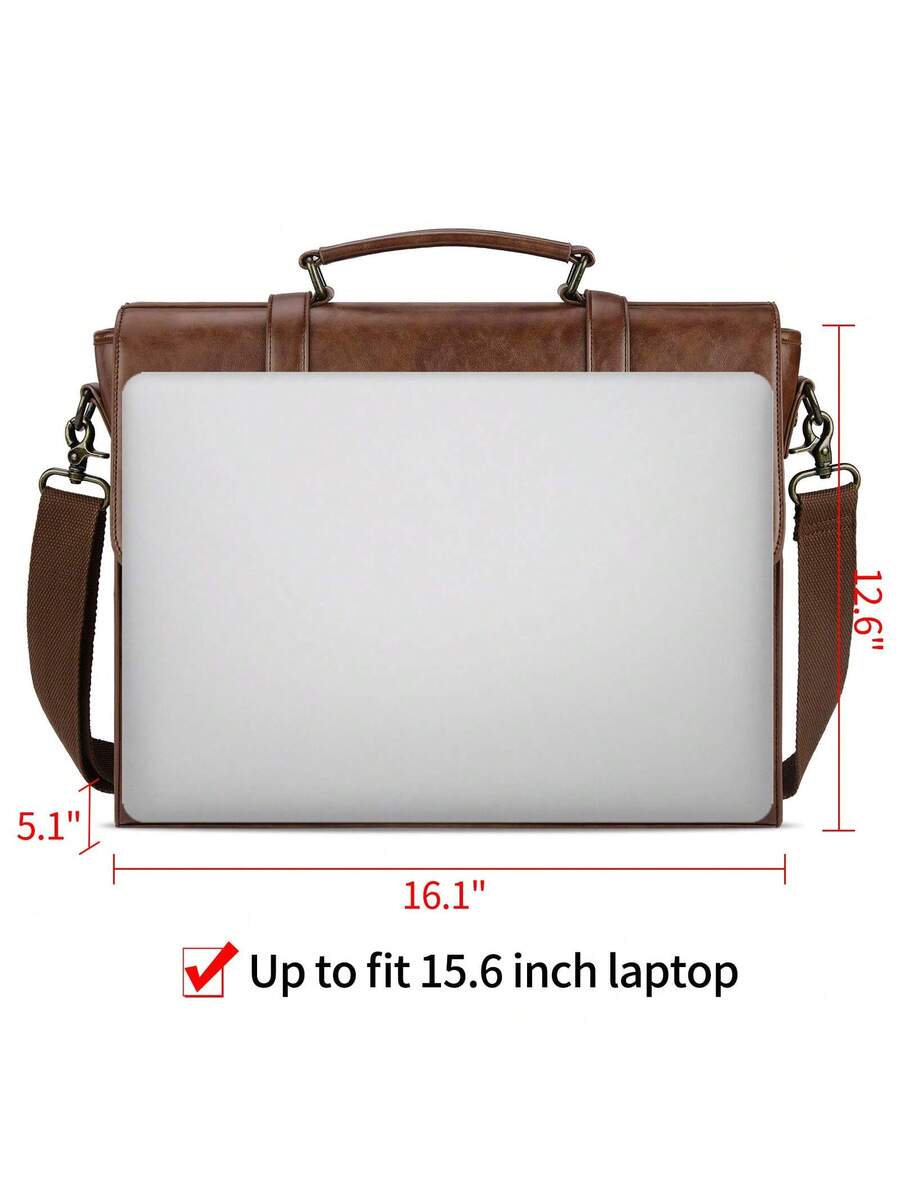 Men's Messenger Bag Briefcase 15.6 Inch Waterproof Leather Laptop Satchel Shoulder Bag Business School Travel Notebook Office Bag