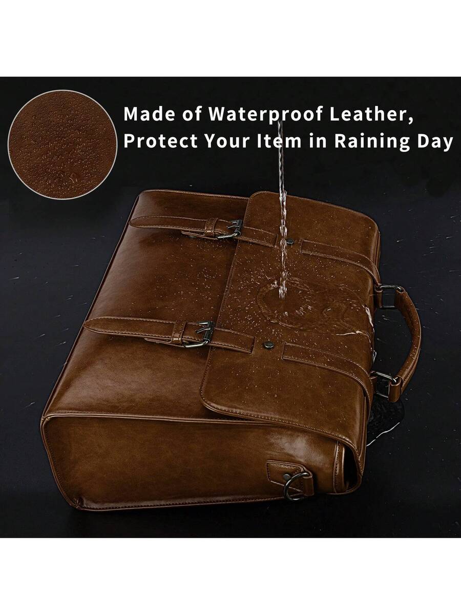 Men's Messenger Bag Briefcase 15.6 Inch Waterproof Leather Laptop Satchel Shoulder Bag Business School Travel Notebook Office Bag