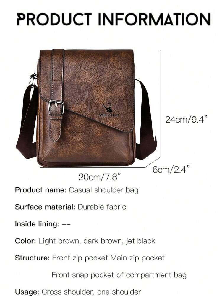 Men's Waterproof PU Shoulder Crossbody Waist Satchel Bag Multi Pocket Large Capacity Outdoor Travel Hiking Work Student Portable Bag