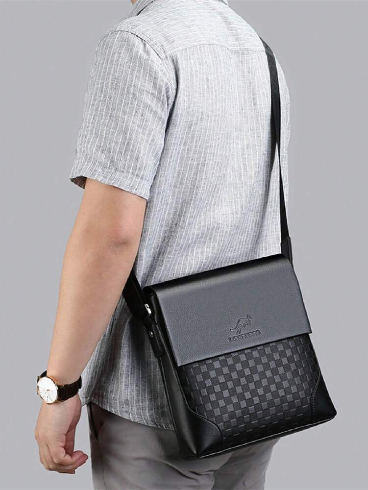 Men's PU Leather Shoulder Crossbody Bag Large Capacity Waterproof Casual Travel College Business Satchel Bag Outdoor Weekend Work Bag
