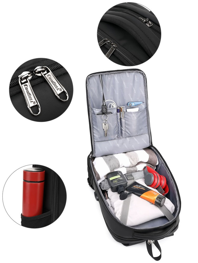 Men's USB Charging Port Travel Backpack Business Laptop Bag Large Capacity School College Work Outdoor Casual Commuter Backpack