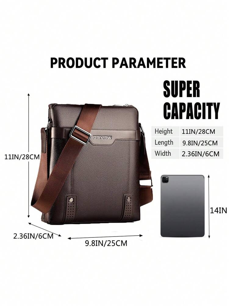 Men's Waterproof PU Crossbody Shoulder Waist Bag Multi Pocket Large Capacity Portable Satchel Outdoor Travel Work School Casual Bag