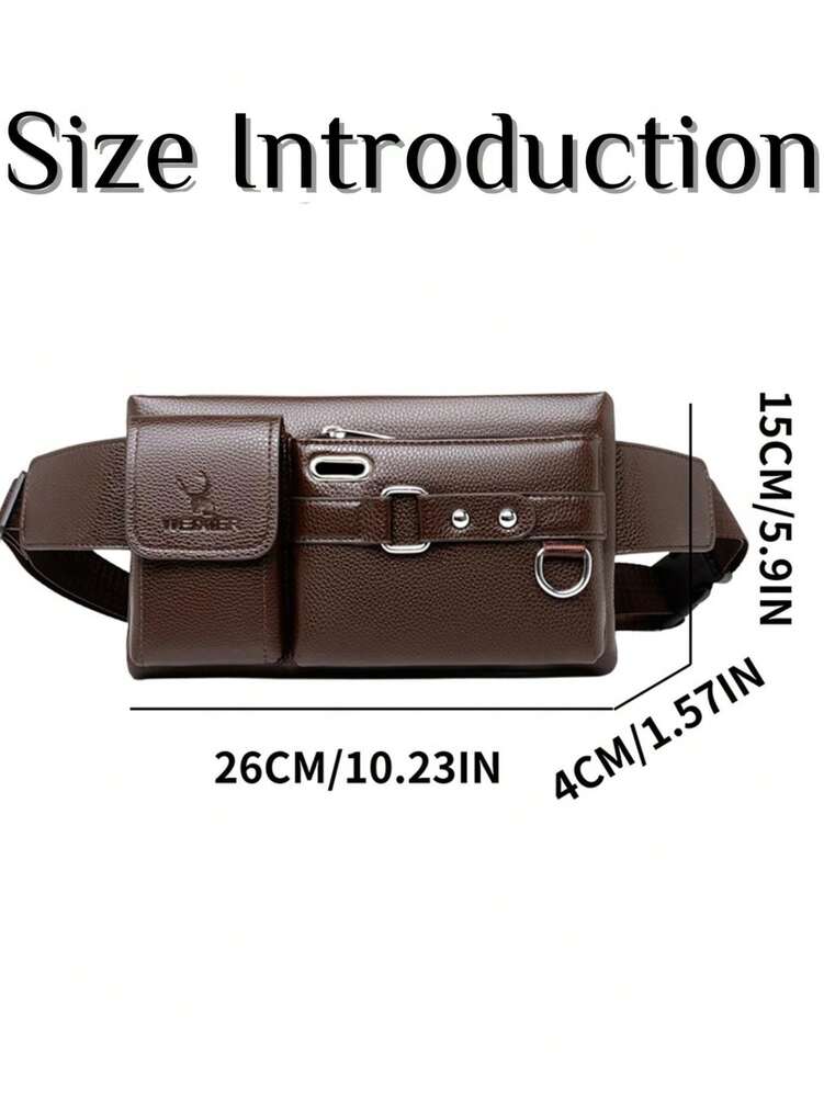 Men's Crossbody Chest Bag Waist Bag Shoulder Bag PU Leather Multi Compartment Sports Belt Bag Phone Purse Casual Travel Gift For Men