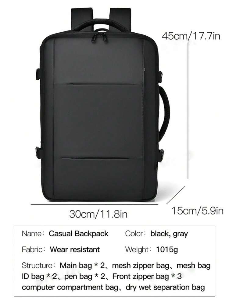 Men's Multi Functional Laptop Backpack Large Capacity Casual Travel Bag With Wet Dry Separation Compartment Work School Overnight Gift