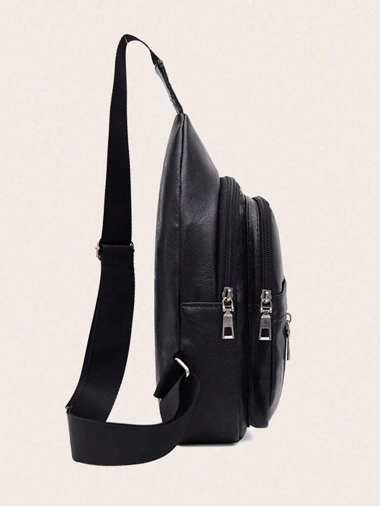 Men's Vintage Fanny Pack Waist Bag With Headphone Jack Adjustable Strap Multi Pocket Casual Crossbody Chest Bag Hiking Cycling Travel