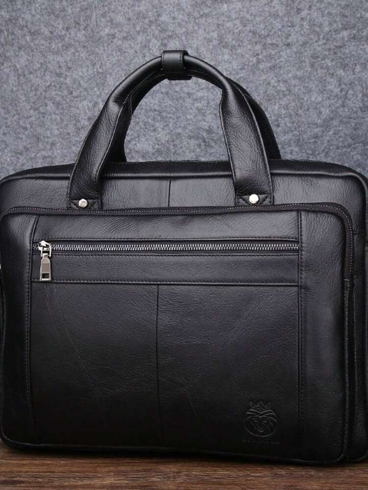 Men's Leather Business Briefcase 16 Inch Laptop Bag Handheld Shoulder Messenger Office Bag Work Computer Satchel Classic Vintage Style