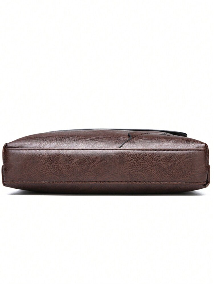 Men's Coffee Color PU Leather Shoulder Messenger Bag Lightweight Business Crossbody Sling Bag Versatile Travel Briefcase Tote Satchel