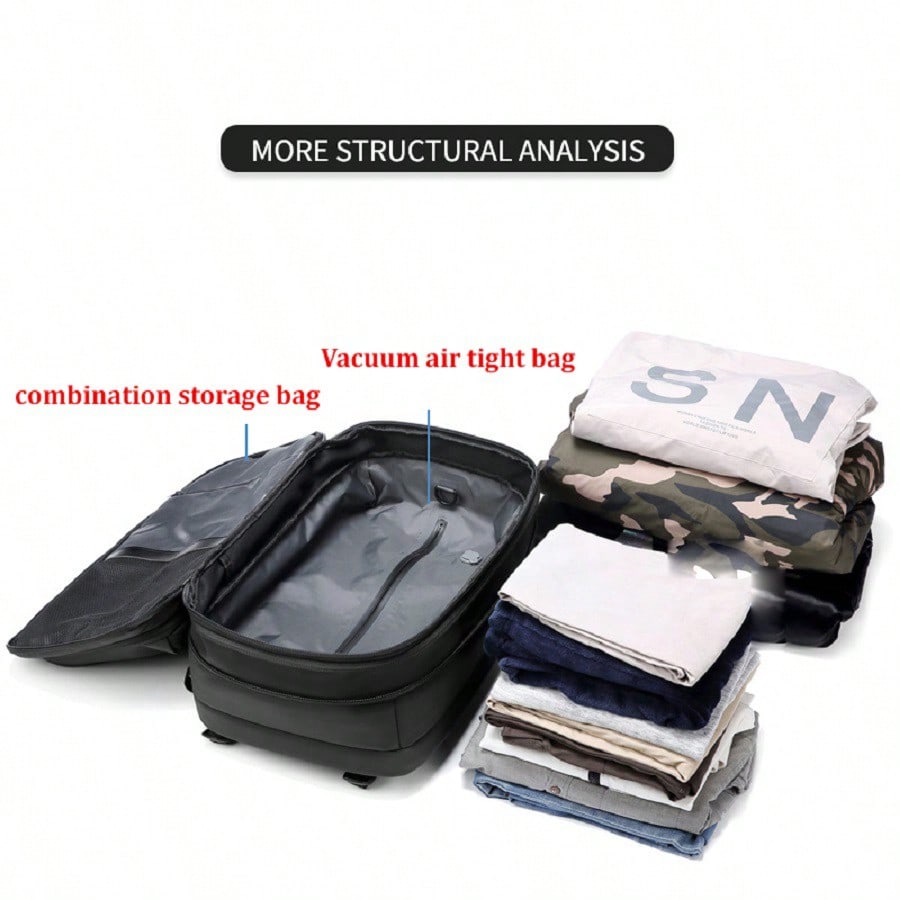 Men's Travel Backpack 17 Inch Laptop Bag Compression Backpack Business Large Capacity School Bag Hiking Gym Sports Travel Casual Tote