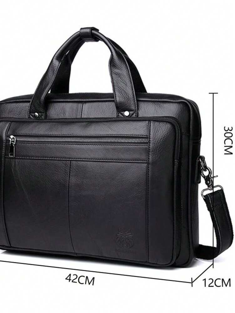 Men's Leather Business Briefcase 16 Inch Laptop Bag Handheld Shoulder Messenger Office Bag Work Computer Satchel Classic Vintage Style