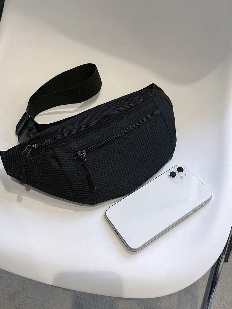 Men's Sports Fanny Pack Large Crossbody Waist Bag Casual Hands Free Wallet Belt Bag Running Hiking Travel Festival Gym Phone Purse