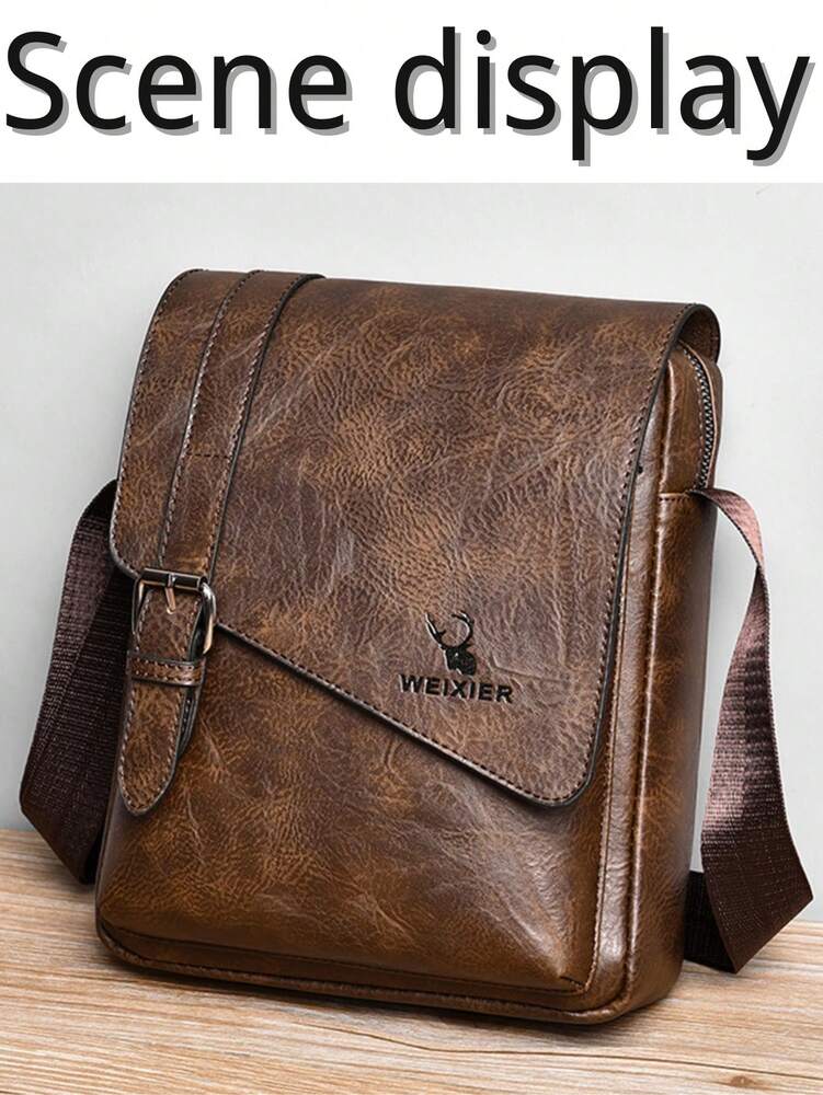 Men's Waterproof PU Shoulder Crossbody Waist Satchel Bag Multi Pocket Large Capacity Outdoor Travel Hiking Work Student Portable Bag