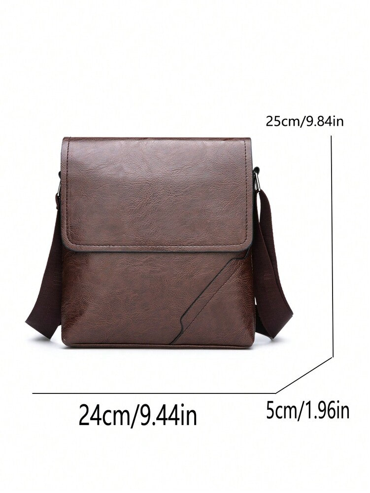 Men's Coffee Color PU Leather Shoulder Messenger Bag Lightweight Business Crossbody Sling Bag Versatile Travel Briefcase Tote Satchel